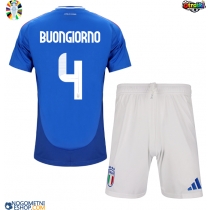 Otroški Nogometni dresi Italija Alessandro Buongiorno #4 Domači EP 2024 Kratek Rokav (+ Kratke hlače)